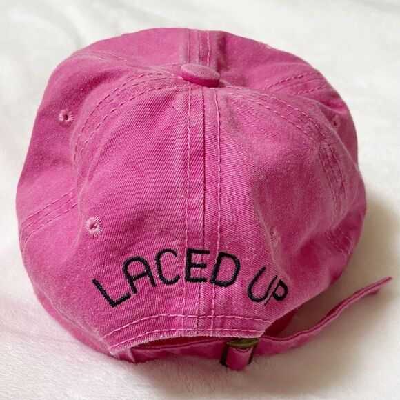 Laced Up Pug Dog Charlie Pink Adjustable Baseball Hat - Picture 3 of 4